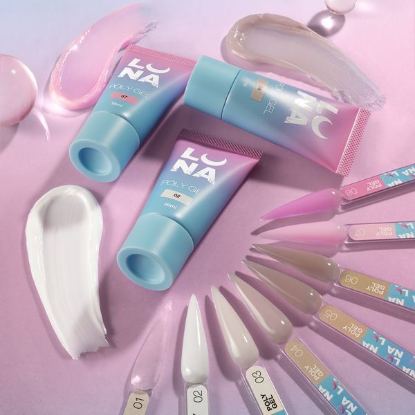 Полігель Luna Poly Gel No10, 30 мл (молочний із салатово-синіми блискітками) 876-4886 фото
