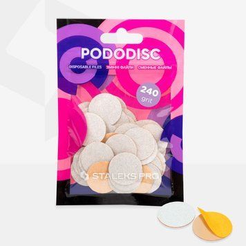 Змінні файли білі для педикюрного диска Pododisc Staleks Pro M, 240 гритів (50 шт.) PDF-20-240w фото