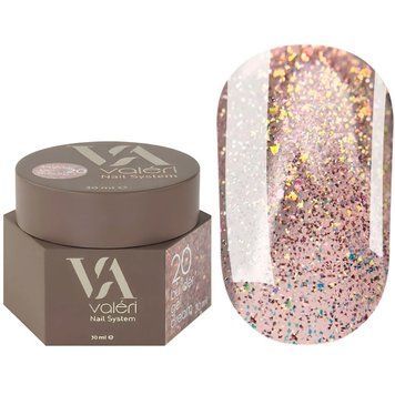 Гель для нарощування Valeri Dream Builder Gel, 30 мл No020, холодний рожевий із блискітками NVDBG30-20 фото
