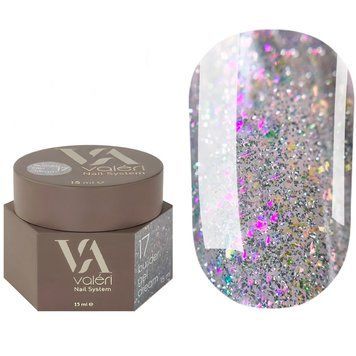 Гель для нарощування Valeri Dream Builder Gel, 15 мл No017, сіро-бузковий з блискітками NVDBG15-17 фото