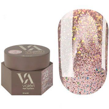 Гель для нарощування Valeri Dream Builder Gel, 15 мл No020, холодний рожевий з блискітками NVDBG15-20 фото