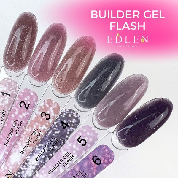 Гель для нарощування світловідбивний Edlen Builder gel Flash No03, 50 мл (беж із шимером) 25584 фото