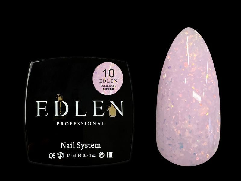 Гель для нарощування Edlen Builder gel Shimmer No10, 15 мл (молочно-рожевий із шимером) 25471 фото