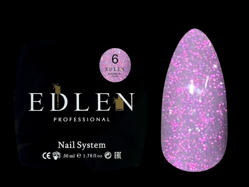 Гель для нарощування світловідбивний Edlen Builder gel Flash No06, 50 мл (лілово-сірий із шимером) 25587 фото