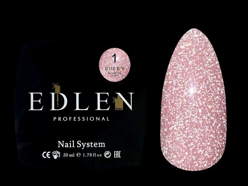 Гель для нарощування світловідбивний Edlen Builder gel Flash No01, 50 мл (моко з шимером) 25582 фото