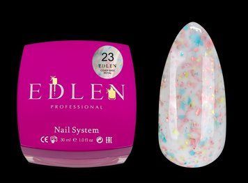 База Edlen Cover Base Potal No23, 30 мл (молочний із різнобарвною поталлю) 24970 фото