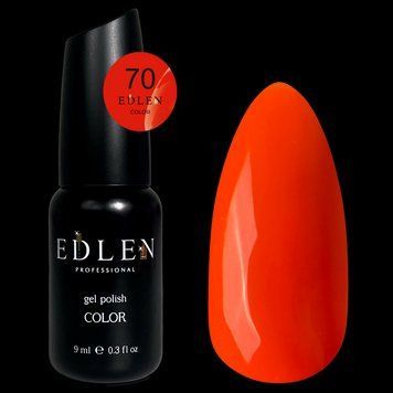 Гель-лак Edlen Color No70, 9 мл (жовтогарячий неон) 25232 фото