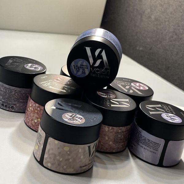 Гель для нарощування Valeri Dream Builder Gel, 15 мл No019, ліловий із блискітками NVDBG15-19 фото