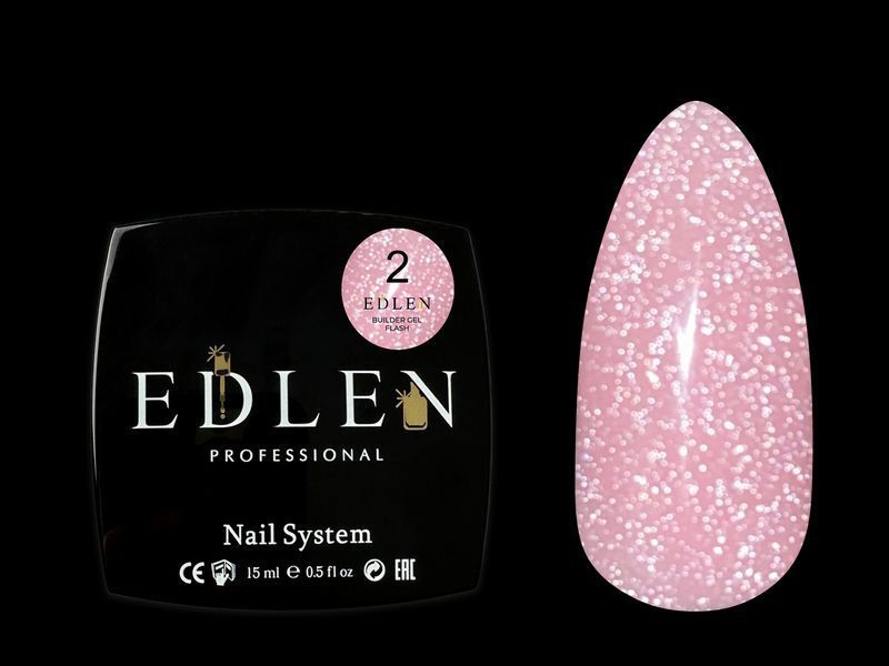 Гель для нарощування світловідбивний Edlen Builder gel Flash No02, 15 мл (лате з шимером) 25571 фото
