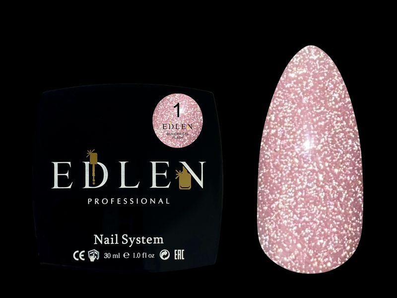 Гель для нарощування світловідбивний Edlen Builder gel Flash No01, 30 мл (моко з шимером) 25576 фото