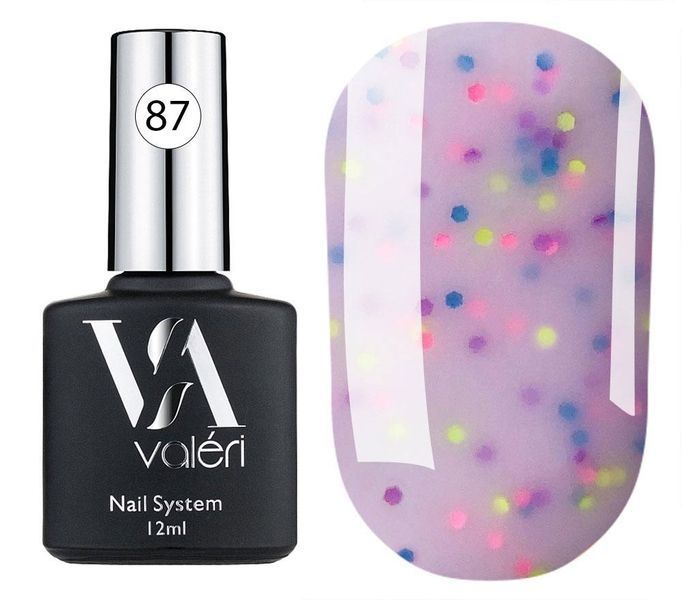 База Valeri Base 12 ml, No87 Yogurt, рожево-ліловий із кольоровою крихтою NVFB12-87 фото