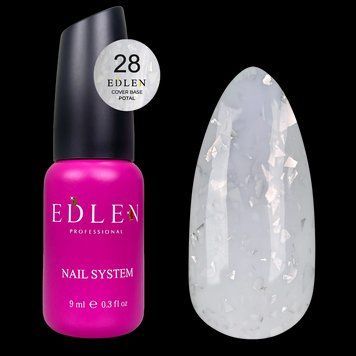 База Edlen Cover Base Potal No28, 9 мл (білий зі срібною поталлю) 24805 фото