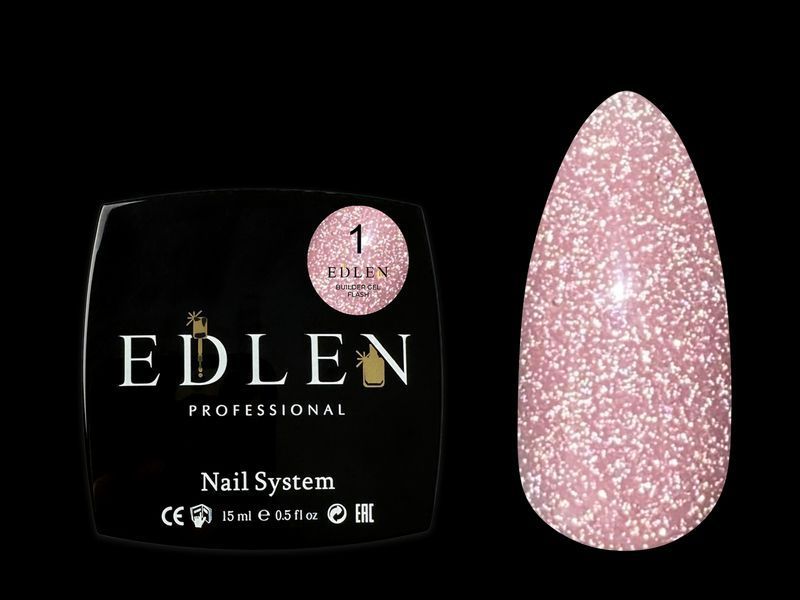 Гель для нарощування світловідбивний Edlen Builder gel Flash No01, 15 мл (моко з шимером) 25570 фото