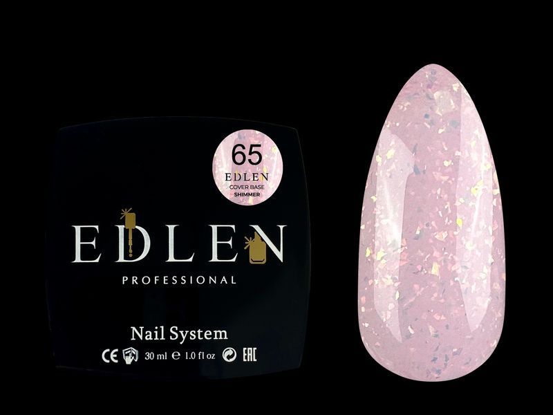 База Edlen Cover Base Shimmer No65, 30 мл (молочний з персиковою поталлю) 25013 фото