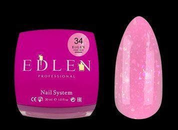 База Edlen Cover Base Shimmer No34, 30 мл (рожевий з блискітками) 24982 фото
