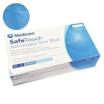 Рукавички Medicom SafeTouch Advanced Slim без пудри 100 шт, M (сині), 3.6 грама 1175-TG-C фото