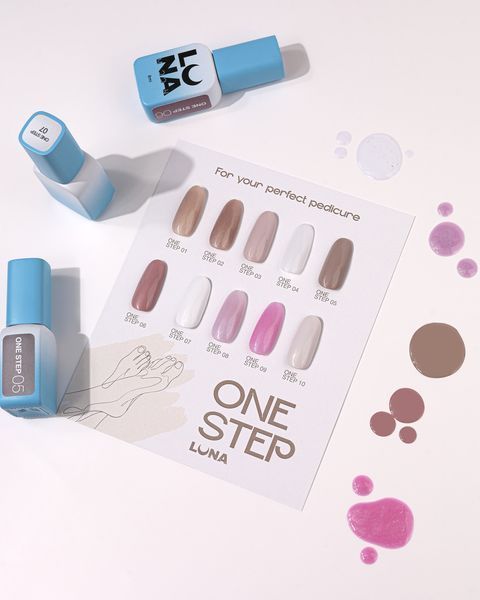 Однофазний гель-лак Luna для педикюру One step №8, 8 мл (лавандово-бузковий з шиммером) 844-5856 фото