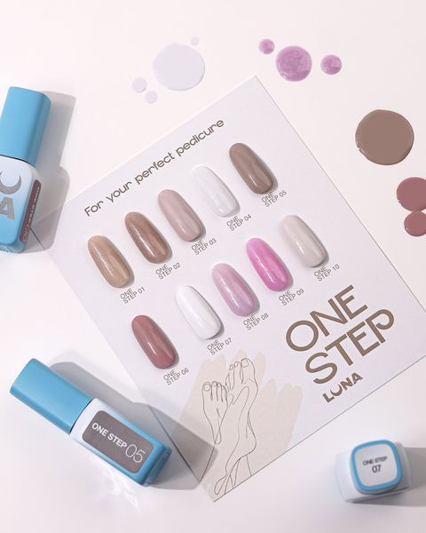 Однофазний гель-лак Luna для педикюру One step №6, 8 мл (нюд з рожевим підтоном) 844-5854 фото