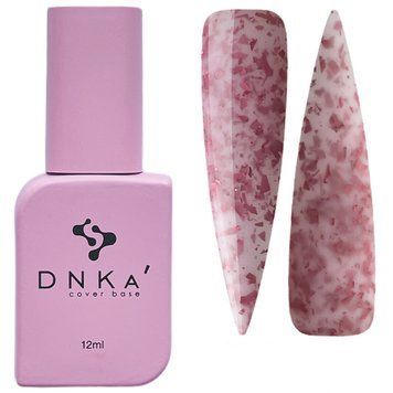 Камуфлююча кольорова база DNKa Cover Base, 12 мл №0010A' Lovely Рожевий зі шматочками поталі DNKA0010A фото