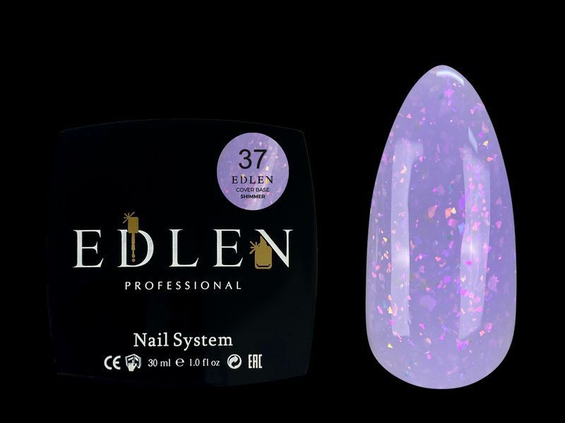 База Edlen Cover Base Shimmer No37, 30 мл (світло-ліловий з блискітками) 24985 фото