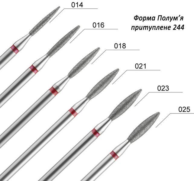Фреза алмазна &Oslash; 2,3 мм 244 безпечне полум'я, синя насічка 524-023 DLX DXP000581 фото