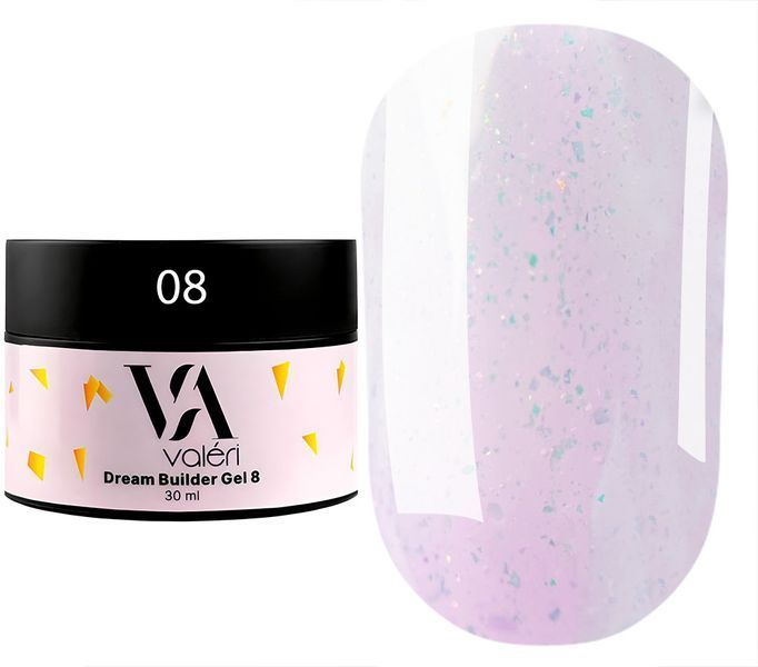 Гель для нарощування Valeri Dream Builder Gel, 30 мл No008, світлий лавандово-рожевий з блискітками NVDBG30-08 фото
