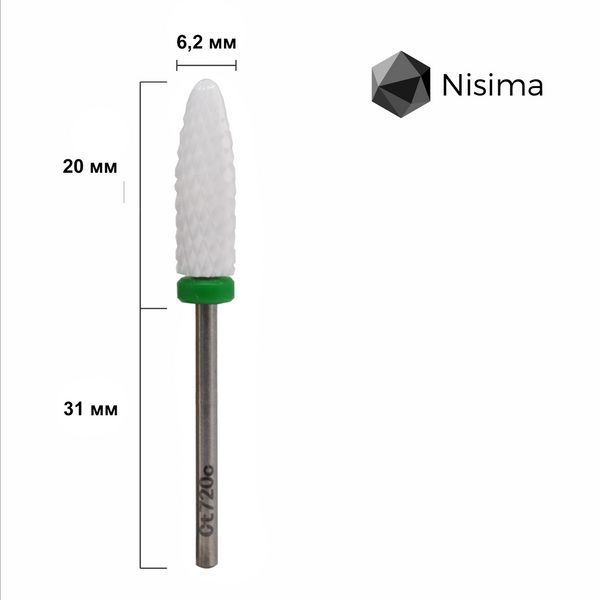 Фреза керамічна Nisima Кукурудза &Oslash; 6 мм, зелена насічка Ct720cK 05027 фото