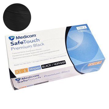 Рукавички Medicom SafeTouch Premium без пудри 100 шт, XS (чорні), 5 грамів 1187-A фото