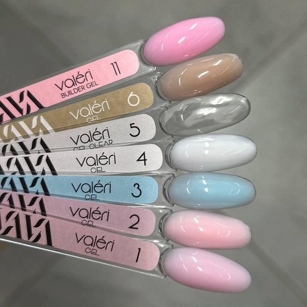 Набір гелів для нарощування нігтів Val&eacute;ri Builder Gel &mdash; 7 відтінків по 30 мл (Nude, Milk, Clear, Cacao, Blue) 26284 фото