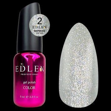 Гель-лак світловідбивний Edlen Impress cat eye No2, 9 мл (молочно-сірий) 25293 фото