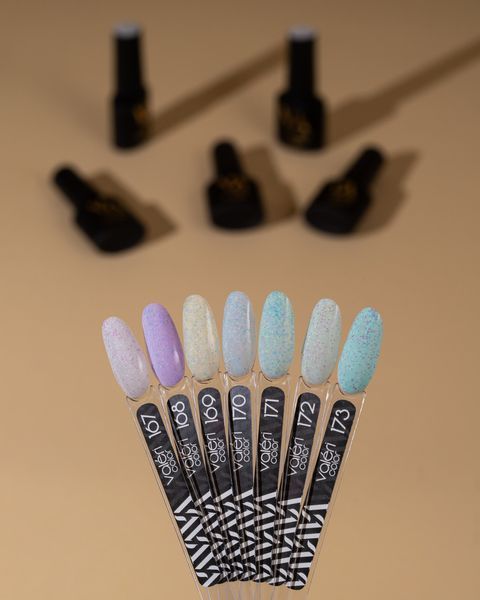 Гель-лак Valeri Color, 6 ml No171 світло-бірюзовий із кольоровою крихтою VA171 фото